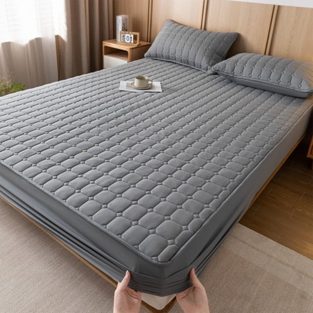 Ropa de cama, colchones inflables y accesorios, 6.56 x 5.9 pies, colchón grueso, estilo moderno, color marrón, con textura, se adapta perfectamente a tu colchón. Crea un dormitorio cómodo.