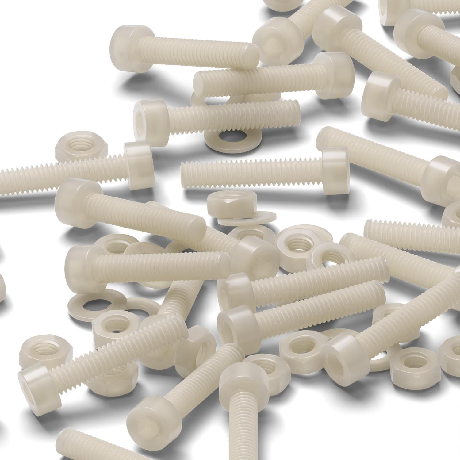 50 x Nylon Socket Head, plastic machine screws, M3 x 20mm, Plastic Bolts, Nuts & Washers, Fasteners, (3/32 x 25/32 in)