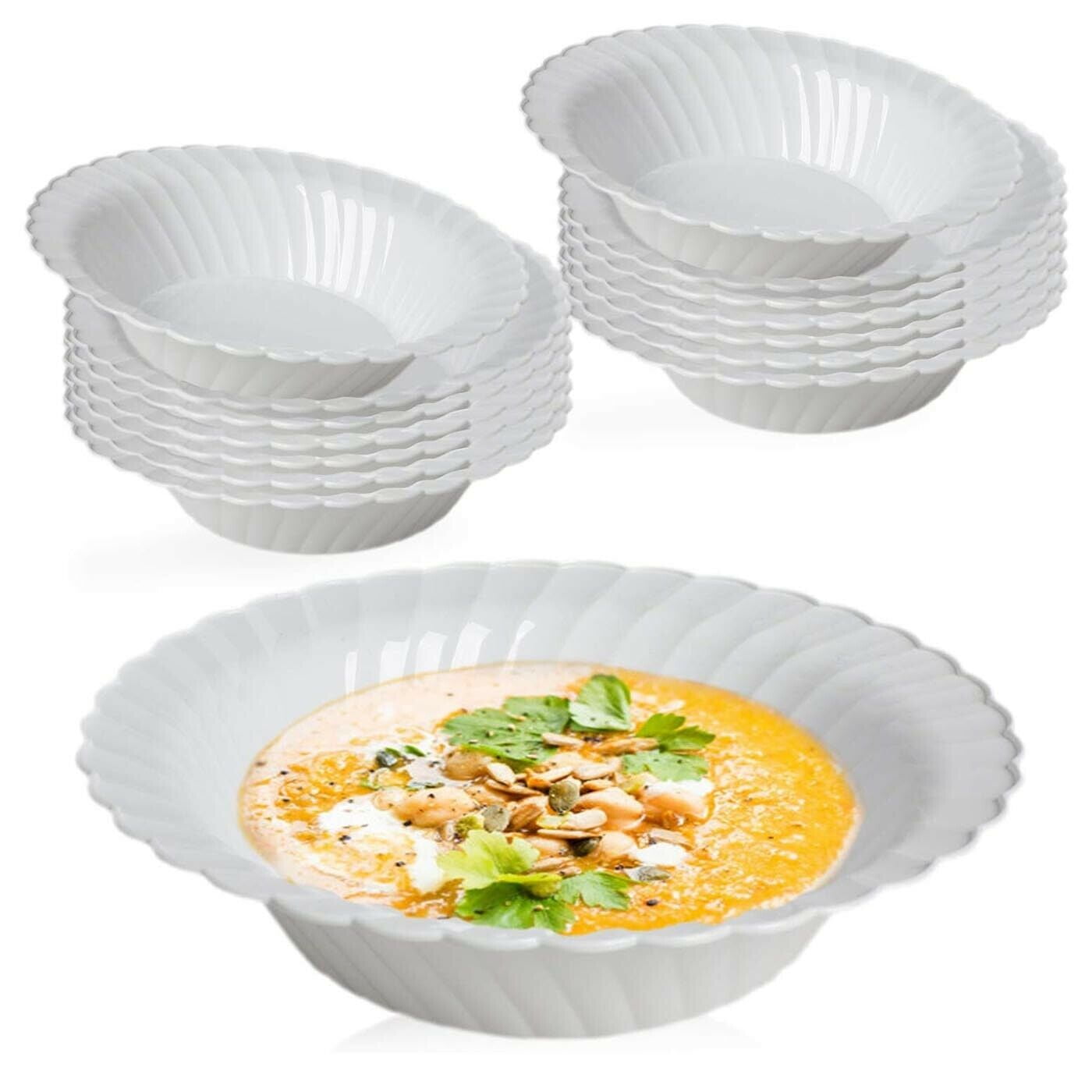 Smarty 12 oz. White Classic Flair Disposable Plastic Soup Bowls 180ct