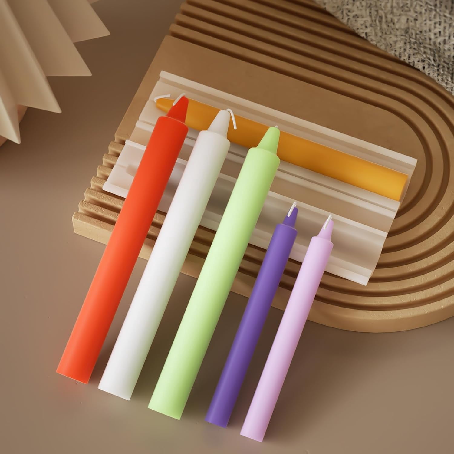 ABCISI 3 Pcs Column Candle Mold, Silicone Long Taper Resin Mold for Handcrafted Pillar & Taper Candles for Aromatherapy Candle, Soy Wax, Birthday Cake Decor (3 Sizes)