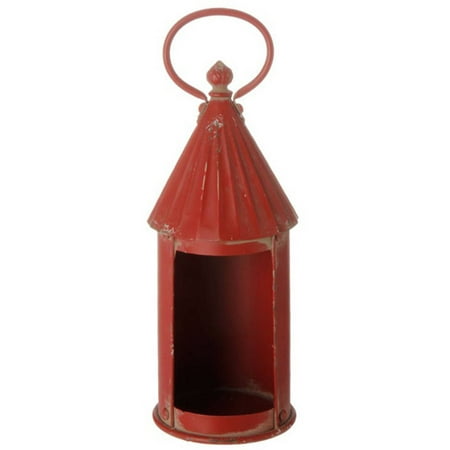 Rustic Red Metal Lantern Candle Holder Rustic Red Metal Lantern Candle Holder