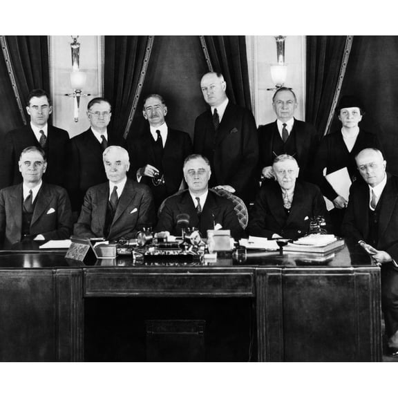 Fdr Presidency. Us President Franklin Delano Roosevelt With First Cabinet History (24 x 18)