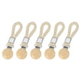 thumbnail image 1 of Uxcell 5 Pcs Clips para Toallas de Té con Lazo de Algodón para Colgar, Ganchos de Toalla de Metal de 4.3 Pulgadas, Perchas Multipropósito para Hogar Cocina Baño, Beige (Madera), 1 of 7