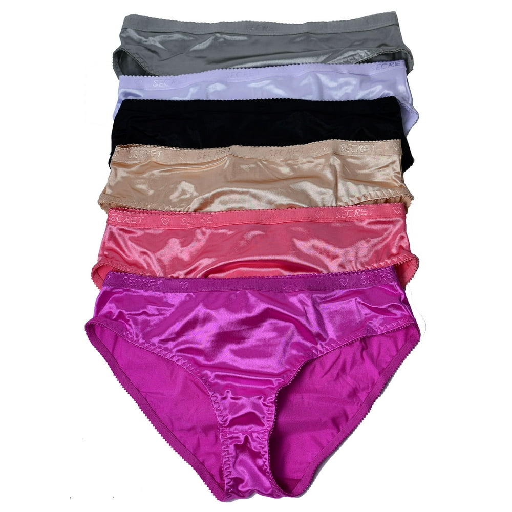 Viola’s Secret Women Satin Bikini 6 pack of Plain Satin Underwear, Size 3XL (P960) Walmart