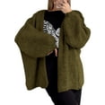 thumbnail image 3 of Womens Oversized Cardigan Sweaters 2025 Fall Long Lantern Sleeve Knit Open Front Light-Weight Sweater Green L, 3 of 9