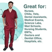 M&M SCRUBS Solid Men Scrub Set, Men Medical Uniforms 201- (BURGUNDY)