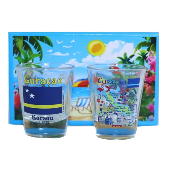 Curacao Caribbean Boxed Shot Glass Set (Set of 2)
