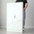 thumbnail image 3 of White Metal Folding Storage Cabinet with Adjustable Shelves and Locking Doors, Portable File Organizer for Home Office School Garage, Space Saving Storage Solution, 3 of 9