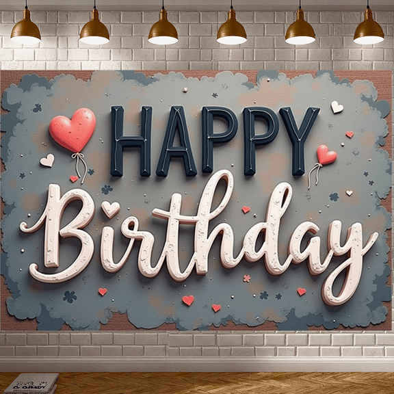 Rustic Design Birthday Party Banner Wooden Backdrop Sign for Birthday Party Indoor Decoration Event Celebration