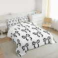 thumbnail image 4 of Homewish Cartoon Bowknot Ribbon Bedding Comforter Set,Cute Bowtie Bow Twin Comforter Sets,White Black Bedding Set For Kids,Breathable Home Decor Reversible,2pcs, 4 of 9