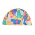 thumbnail image 1 of Gorro de natación geométrico irregular de nailon 1 Pc amarillo azul de Bargains únicos, 1 of 5