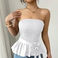 thumbnail image 5 of Tank Tops for Women Sleeveless Strapless Solid Color Rose Summer Tank White XXL, 5 of 6
