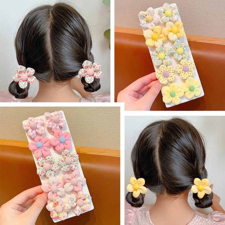 Cream-Yellow Flower (H)$Children'S Rubber Band For Girls To Tie