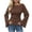 Brown, variant on Tops for Women Long Sleeve Boat Neck Flare Sleeve Side Ruched Slim Solid Color Casual Top