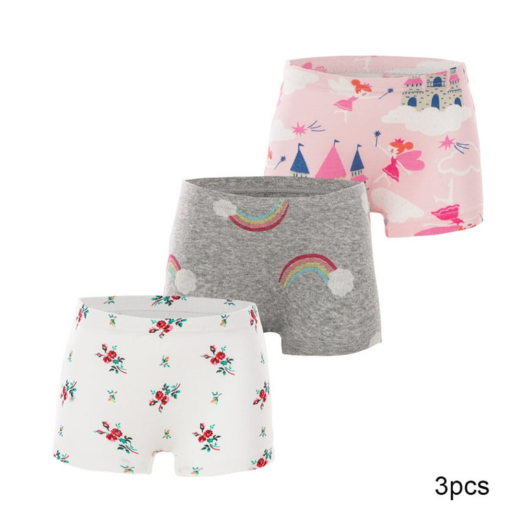 Esaierr Baby Kids Briefs Shorts Cartoon Cotton Underwear for Girls,Toddler  Undies Panties Four Corners Shorts (Pack of 3)