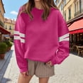 thumbnail image 2 of UJNDER Women's Color Block Drop Shoulder Crewneck Sweatshirt Long Sleeve Loose Fit Autumn Winter Pink L, 2 of 4