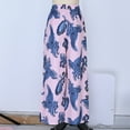 thumbnail image 4 of Womens 2 Piece Outfits Dressy Casual Long Sleeve Collared Shirt and Wide Leg Trouser Pant Loose Sets with Prints (XL, Pink), 4 of 6