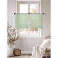 thumbnail image 4 of Sage Green Striped Semi Sheer Curtains 54 Inch Length 2 Panels Set, Modern Simple Farmhouse Beige Sheer Kitchen Curtain Privacy Voile Window Curtain for Living Room Bedroom Rod Pocket Drapes, 4 of 7