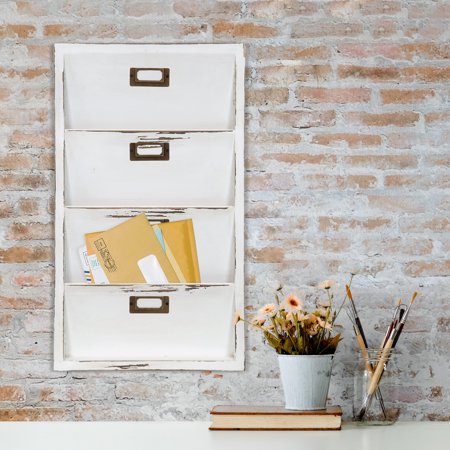 Gallery Solutions Distressed White Wall Mail Organizer Letter Bin Gallery Solutions Distressed White Wall Mail Organizer Letter Bin