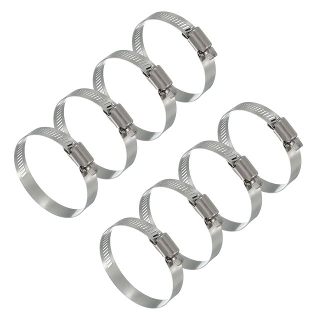 Uxcell 8 Pcs Abrazaderas de Manguera, 1.6-2.5 Pulgadas Abrazadera de Manguera Ajustable de Acero Inoxidable 304 para Fontanería Automotriz, Abrazaderas de Tubería de Línea de Combustible, Plateado