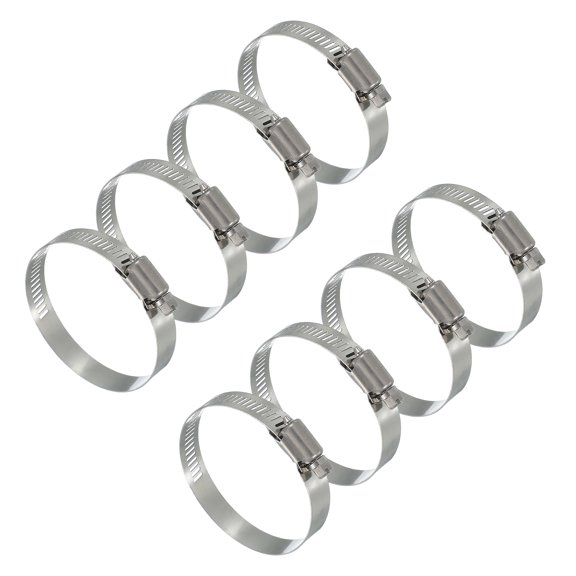 Uxcell 8 Pcs Hose Clamps, 1.6-2.5 Inch 304 Stainless Steel Adjustable Worm Gear Hose Clamp for Plumbing Automotive Hose Fuel Line Pipe Clamps, Silver