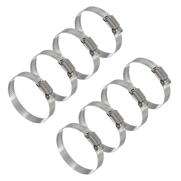 Uxcell 8 Pcs Abrazaderas de Manguera, 1.8-2.9 Pulgadas Abrazadera de Manguera Ajustable de Acero Inoxidable 304 para Fontanería Automotriz, Abrazaderas de Tubería de Línea de Combustible, Plata