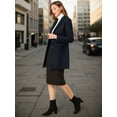 thumbnail image 4 of INSPIRE CHIC Manteau d'Hiver pour Femme à Revers Cranté, Simple Boutonnage, Manches Longues, Bleu Foncé, S, 4 of 6