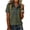 Army Green, variant on Contrast Trim Waffle Tops for Women Collared Half Button Placket Short Sleeve Shirts Relaxed Dressy Casual Solid Color Blouses M