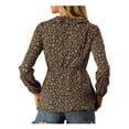 thumbnail image 4 of INSPIRE CHIC Women's Ruffle V-Neck Blouse Floral Self Tie Wrap Peplum Top S Dark Blue, 4 of 8