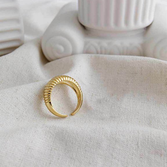 Adjustable Open Wave Pattern Ring, 925 Sterling Silver, Geometric Design, French Style, Womens Jewelry, Gift for Holiday