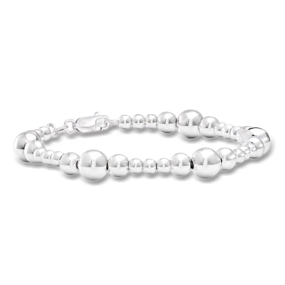 Ross-Simons Italian 4-8mm Sterling Silver Graduated Bead Bracelet, Women's, Adult