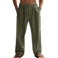 thumbnail image 1 of toraway Mens Harem Pants Men's Elastic Side Button Pants Solid Color Breathable Linen Loose Casual Pants S, 1 of 4