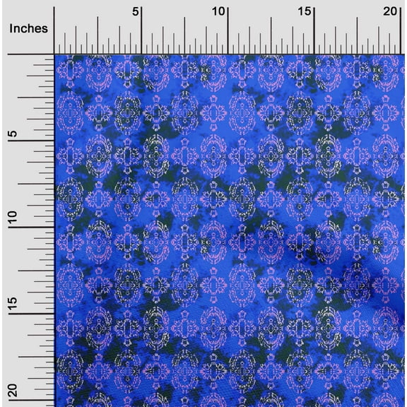 oneOone Polyester Lycra Royal Blue Fabric Batik Dress Material Fabric Print Fabric By The Yard 56 Inch Wide - QA