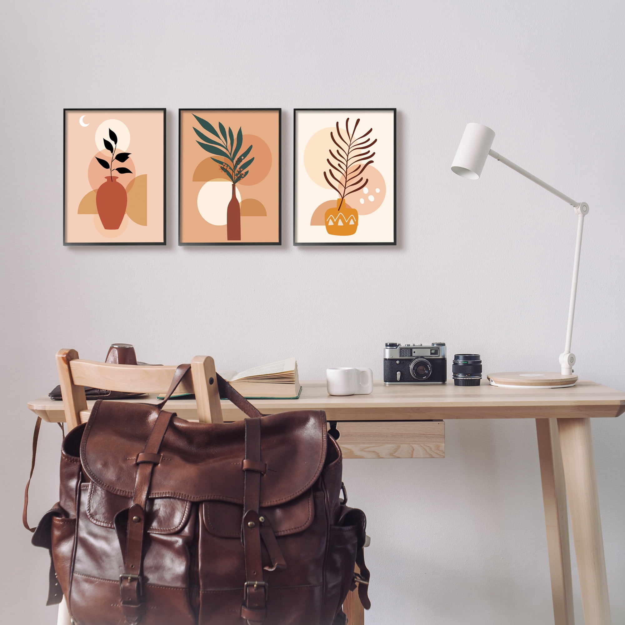 Stupell Industries Boho Plant Vases Botanical & Floral Painting Black Framed Art Print Wall Art, 11 x 14