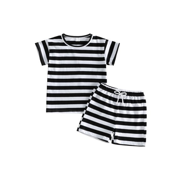 BemeyourBBs Toddler Baby Boy Girl Baby Summer Clothes Infant Baby Boy Girl 2 Piece Outfit Adorable Striped Short Sleeve T Shirt Tops with Shorts Set Homewear Loungwear