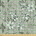 thumbnail image 2 of Ambesonne Charcoal Fabric by the Yard Upholstery, Floral Nostalgia Daffodils, 10 Yards, Pale Taupe Dimgray, 2 of 5