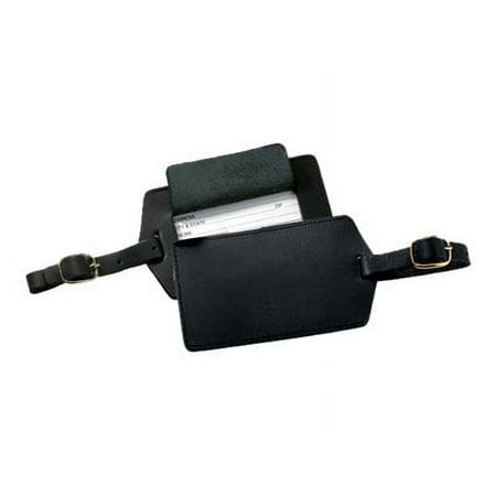 Royce - Luggage tag - with window - strap - 2.8 in x 4.49 in - rectangular - black - top-grain cowhide nappa leather