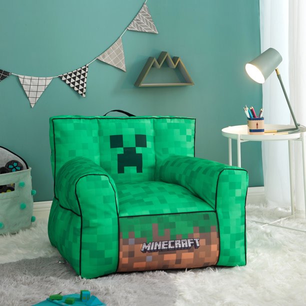 Minecraft Kids Super Soft Polyester Bean Bag Chair, Green