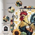 thumbnail image 6 of Wall Clock 14 inch Rooster Sunflower Battery Operated Clocks Silent Non-Ticking Wallclock Vintage Yellow Plaid Round Decorative Wall Clocks for Home Office School, 6 of 8
