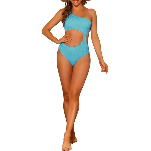 INSPIRE CHIC Women's 1 Piece One Shoulder Swimsuit, Asymmetric