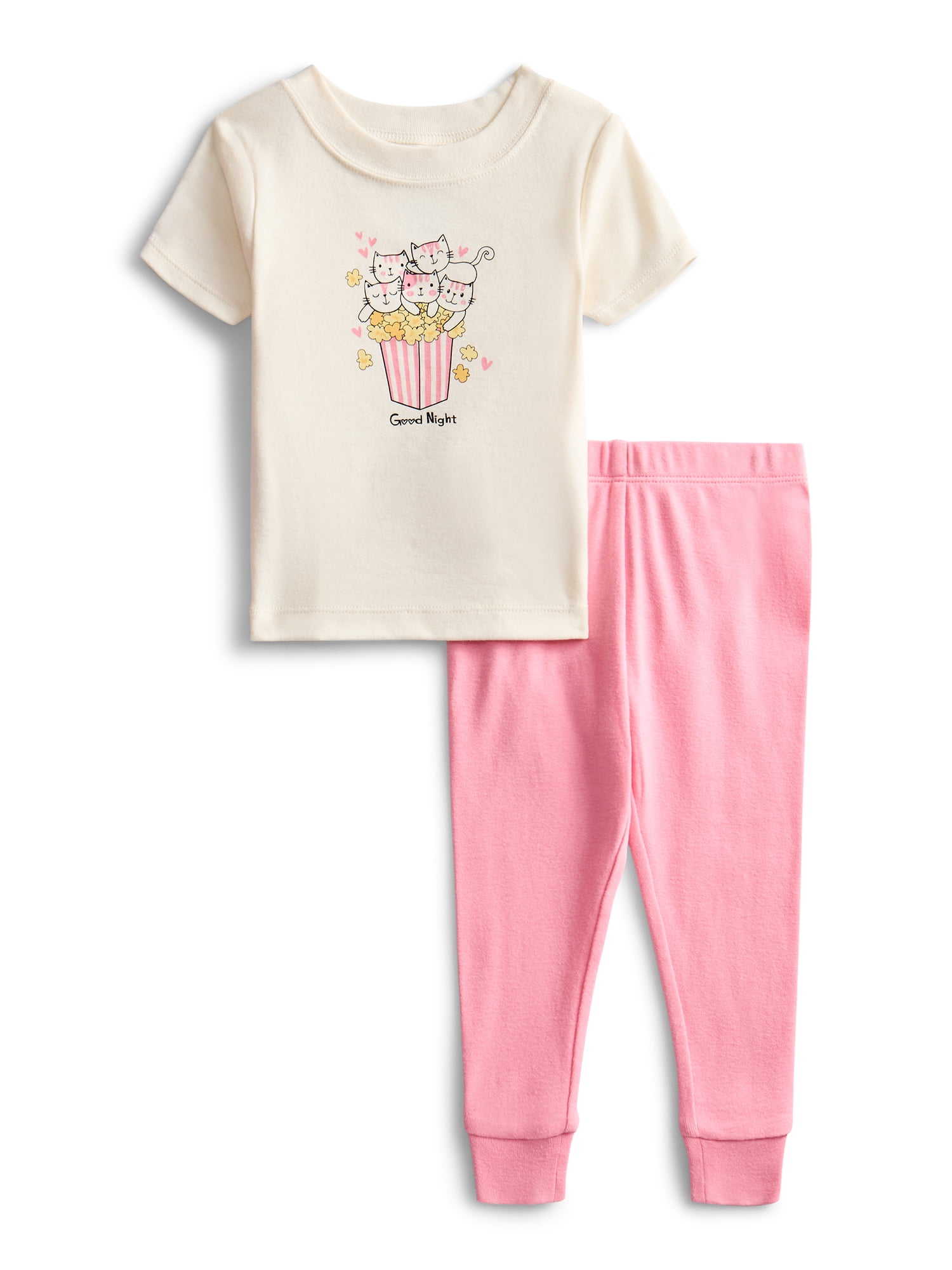 Wonder Nation Toddler Boys or Girls Cotton Snug Fit Short Sleeve Pajama Top and Pants Set, 6-Piece, Sizes 12M-5T