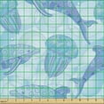 thumbnail image 2 of Ambesonne Jellyfish Fabric by the Yard Upholstery, Dolphins Abstract Rounds, 1 Yard, Pale Sky Blue Multicolor, 2 of 5