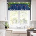 thumbnail image 3 of Christmas Kitchen Curtain Valance and Tiers Set Xmas Baubles Coniferous 3 Pc Window Treatment Pine Tree Twig Blue 3 Pieces Rod Pocket Valance Set for Small Windows Bedroom 54 in x 24 in, 3 of 6