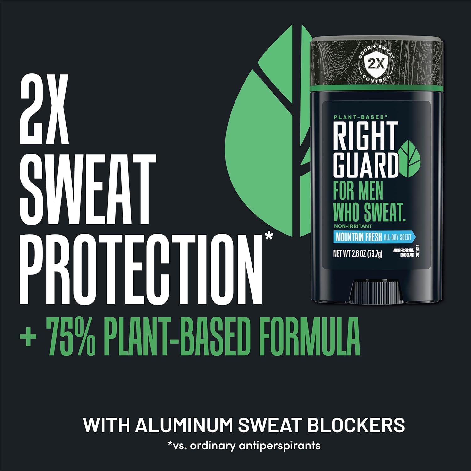 Right Guard Plant-Based Solid Antiperspirant, Aluminum Sweat Blockers & Deodorant for Men