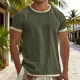 thumbnail image 2 of XIAOCHA Men's Ringer Tee Short Sleeve Round Neck Contrast Casual Loose Fit Lightweight Daily Shirt, 2 of 5