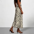 thumbnail image 4 of USSUMA Solid Drawstring Long Skirt Satin-Look Elastic Waist Pull-On A-Line Maxi With Flowing Hem And Side Slit For Resort Travel Everyday Wear Versatile Beach Maxi Skirt, 4 of 7