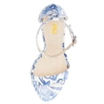 thumbnail image 5 of FSJ Women Fashion Crystal Chunky Heels Ankle Buckle Strap Sandals Rhinestone Open Toe Platform Pumps Wedding Party Dressy Shoes Size 7 Blue and White, 5 of 5