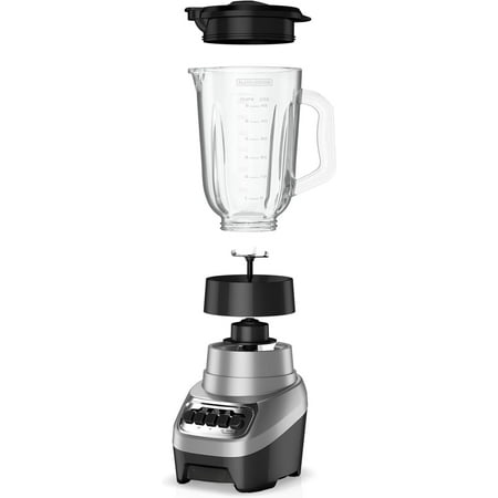 BLACK DECKER PowerCrush Countertop Blender, 6-Cup Glass Jar, For Smoothies and More, Stainless Steel Blade, 4 Speed Settings to Puree, Crush Ice, Chop, Dice, and Pulse, Dishwasher Safe, 700W Motor