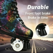 EONROACOO Womens Girls Boys Black Roller Skates Adult Light up Quad Skates(Women 7/Men 6)