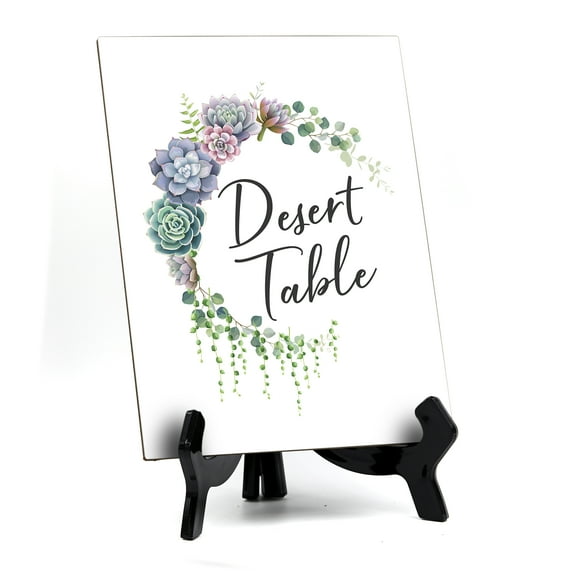 Signs ByLITA Desert Table Sign with Easel, Floral Crescent Design (6" x 8")